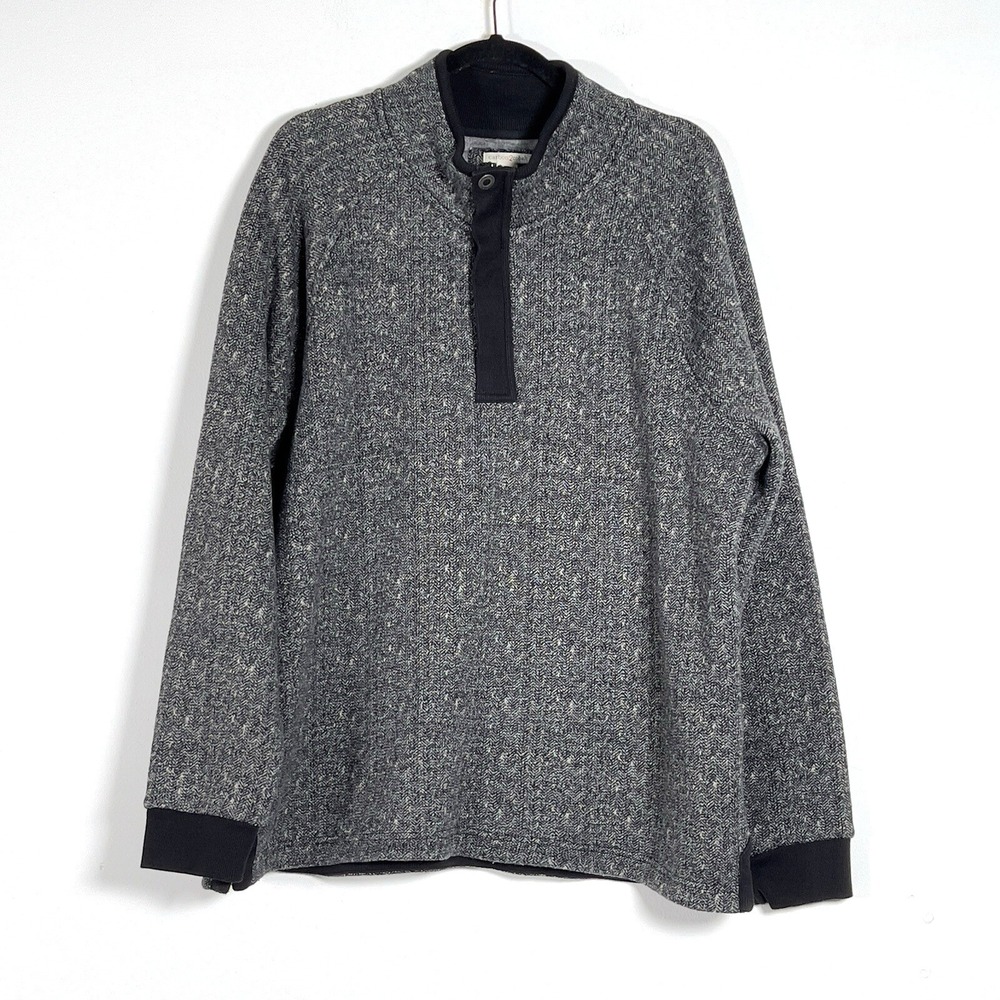 Carbon2Cobalt Herringbone Fleece 1/4 Zip Pullover Sweatshirt Mens Sz XL Gray